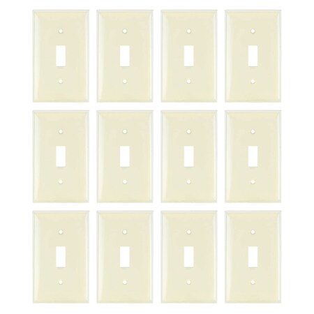 Sunlite 1-Gang Toggle Swtch Plate, Ivory Standard 4.5-in X 2.8-in  Matching Screws Included UL Listed, 12PK 40884-NS